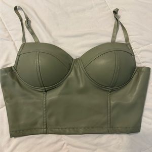 Green Pleather corset top